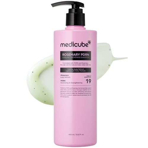 medicube rosemary pdrn clarifying thickening shampoo | cooling, clarifying care for thinning, weak & flaky hair | amino acid complex for stronger, thicker looking hair | korean hair care, 13.52 fl.oz