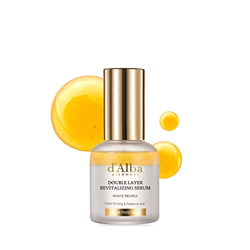 d'alba piedmont italian white truffle double layer revitalizing serum (1.01 fl.oz), 100hr hydration, hyaluronic acid and centella asiatica, skin firming and tightening, long lasting korean skin care