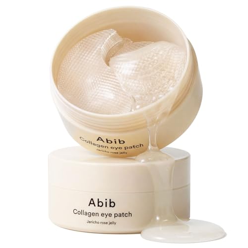abib vegan collagen eye patches for wrinkles & fine line with jericho rose jelly & peptides, 60 count, korean skin care