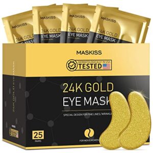 Maskiss 24k Gold Under Eye Patches (25 Pairs), eye mask, Collagen Skin Care Products, Eye Patches for Puffy Eyes, eye masks for dark circles and puffiness Maskiss 24k Gold Under Eye Patches (25 Pairs), eye mask, Collagen Skin Care Products, Eye Patches for Puffy Eyes, eye masks for dark circles and puffiness