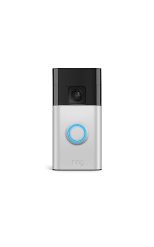ring battery doorbell, home or business security with head to toe video, live view with two way talk, and motion detection & alerts, satin nickel