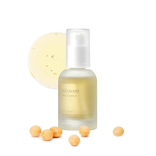 mixsoon bean essence korean skin care, gentle aha exfoliating essence for glass skin glow, hydrating face serum with fermented bean, smooth skin, 30ml / 1.01 fl.oz. korean glass skin care
