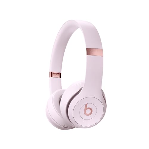 beats solo 4 wireless on ear bluetooth headphones, up to 50 hour battery life, ultra lightweight comfort, powerful and balanced sound, apple & android compatible cloud pink