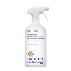 ATTITUDE Fruit & Vegetable Wash, Unscented Food-Safe Produce Wash to Remove Dirt, Wax & Residue, Vegan Plant-Based Produce Cleaner, 27.1 Fl Oz