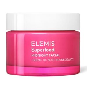 ELEMIS Superfood Midnight Facial – Lightweight Overnight Facial Cream, Prebiotic-Infused Hydrating Gel, Camu Camu Moisturizer, Omega Rich Night Cream – 50ml