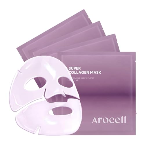 arocell super collagen overnight hydrogel mask with retinol, stem cell & pure atelo collagen | firming, lifting, plumping, long lasting glow | korean glass skin care | 43g x 4