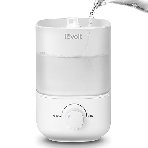 levoit top fill humidifiers for bedroom, 2.5l tank for large room, easy to fill & clean, 28db quiet cool mist air humidifier for home baby nursery & plants, auto shut off for safety, 25h