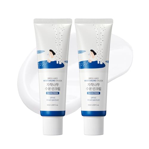 round lab birch juice moisturizing uv lock spf 45 broadspectrum 1+1 (2 pack), hydrating lotion like lightweight glow sunscreen for sensitive skin, no white cast, fragrance free, korean sunscreen round lab birch juice moisturizing uv lock spf 45 broadspectrum 1+1 (2 pack), hydrating lotion like lightweight glow sunscreen for sensitive skin, no white cast, fragrance free, korean sunscreen
