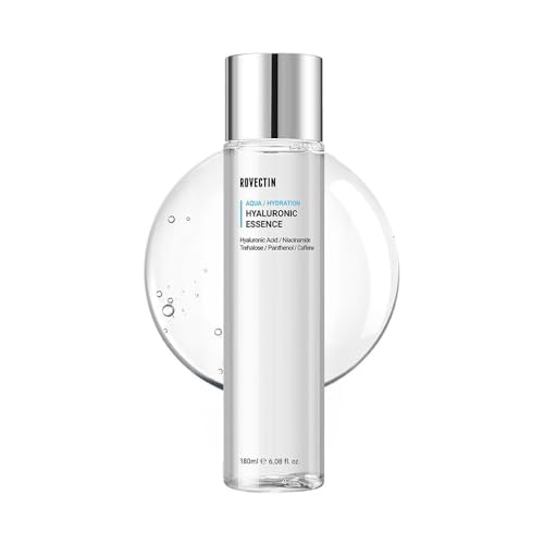 ROVECTIN Aqua Hyaluronic Essence for Sensitive Skin | 100% Vegan-Cruelty Free Korean Skincare | Anti-Aging, Deep Hydration Toner with Niacinamide & 7 Layers of Hyaluronic Acid | 6.08 fl oz (180ml)