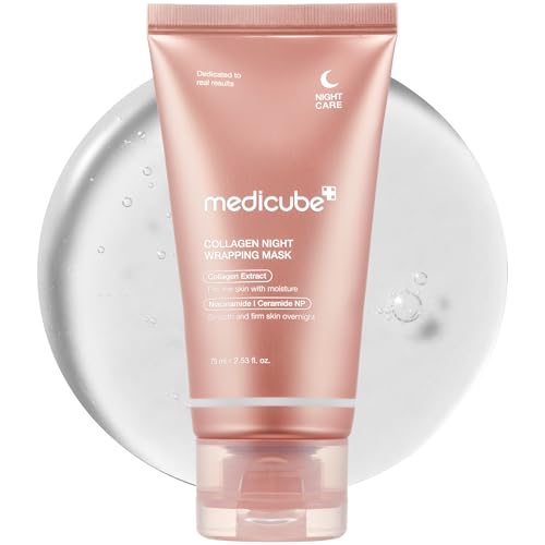 medicube wrapping mask collagen overnight peel off facial mask | elasticity & hydration care, reduces sagging & dullness | hydrolyzed collagen for glowing skin | korean skin care, 2.53 fl.oz
