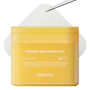 MEDIHEAL Toner Pads [Vitamide] – Radiance Boosting Pad for Clear, Illuminating Skin – Contains Niacinamide & Sea Buckthorn – Blemish Care, Skin Toning – Vegan Stretchable Fabric Pads (100 Count)