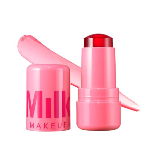 milk makeup cooling water jelly tint – long lasting sheer lip + cheek stain with firming vegan collagen + hydrating aloe – transfer proof, buildable lip tint + blush – chill (red), 0.17 oz
