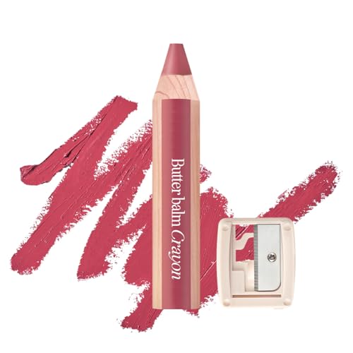 clio butter balm crayon, 2 in 1 lip and cheek tint, buildable lightweight cream blush, crayon lipstick makeup (003 pastel rose, one size)