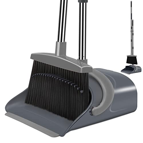 ivandar broom and dustpan set, dust pan with long handle, broom with dustpan combo set, broom and dustpan for home, indoor or outdoor cleaning tool (deep gray&light gray) ivandar broom and dustpan set, dust pan with long handle, broom with dustpan combo set, broom and dustpan for home, indoor or outdoor cleaning tool (deep gray&light gray)