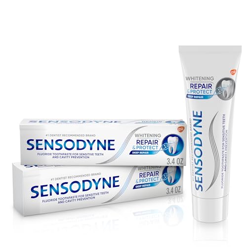 sensodyne repair and protect whitening toothpaste, toothpaste for sensitive teeth and cavity prevention, 3.4 oz (pack of 2)