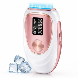 Oreeth IPL Laser Hair Removal Device for Women & Men – Home 45°F Ice-Cooling Contact for Painless & Long-Lasting Results, 86% Hair Reduction in 3 Weeks for Full Body & Bikini Line, Rose Gold