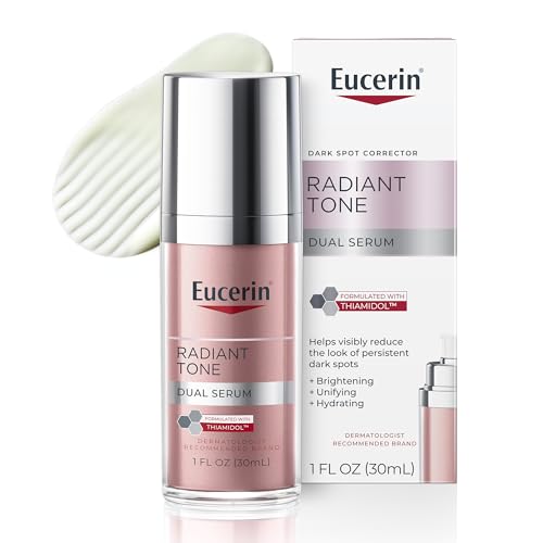 eucerin radiant tone dual serum dark spot corrector, dark spot serum with thiamidol and hyaluronic acid, 1 fl oz bottle