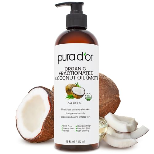 pura d'or organic fractionated coconut oil mct oil (16 oz) 100% pure & natural usda certified