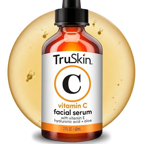 truskin vitamin c serum for face – anti aging face serum with hyaluronic acid & vitamin e – brightening formula for improving appearance of dark spots, fine lines & wrinkles – all skin types, 2 fl oz