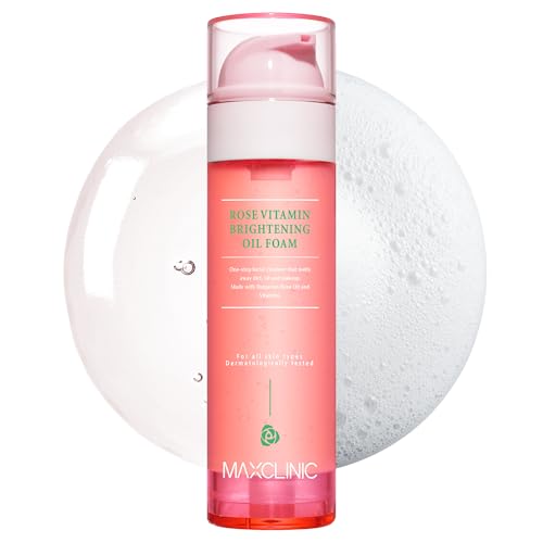 [k beauty] rose vitamin oil to foam all in one korean face wash oilbased foaming facial cleanser pore minimizing & blackhead remover makeup deep cleansing oil for all skin types (3.88 fl oz)