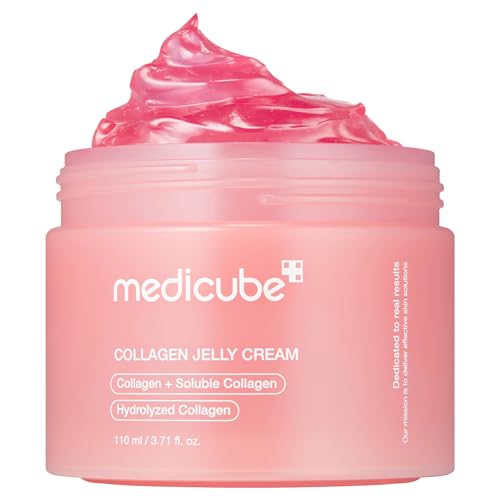medicube jelly cream with collagen, niacinamide | freeze dried hydrolyzed collagen for skin barrier hydration & 24h glow | plumper, firmer looking skin | 3.71 fl.oz