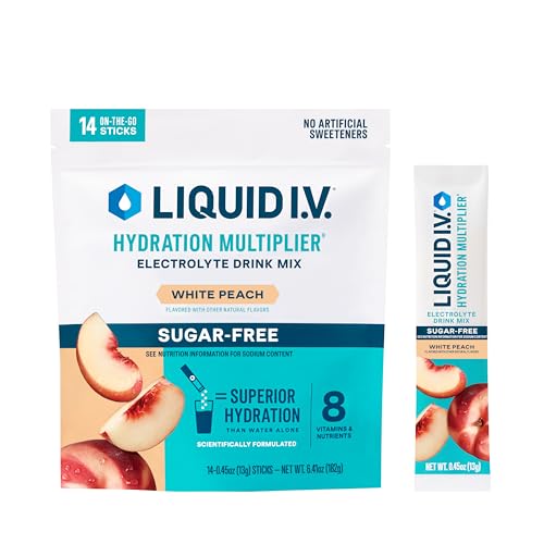 liquid i.v.® hydration multiplier sugar free white peach | electrolyte powder drink mix | 1 pack (14 servings)
