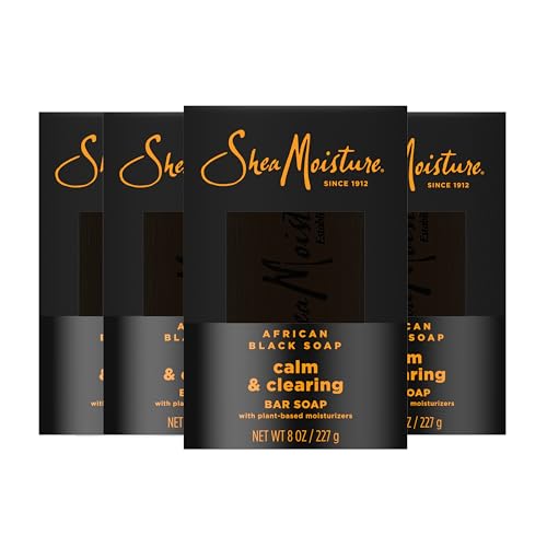 sheamoisture bar soap african black soap 4 count soothe and clarify skin soothing and clarifying bar soap with 24h shea moisture nutrients for healthy, glowing skin 8 oz
